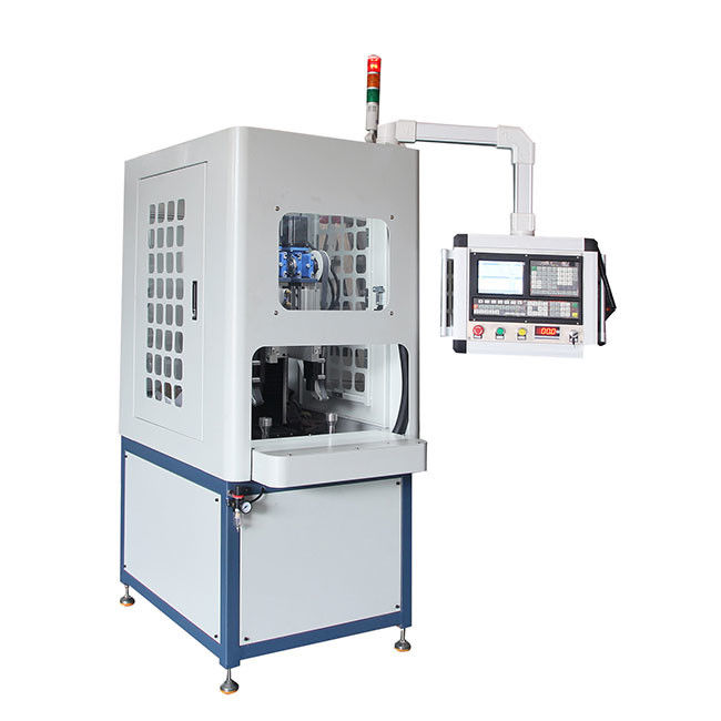 高効率 2 ステーション CNC ブラシング マシン 定期形の丸い蓋の平面および横面加工に特化した